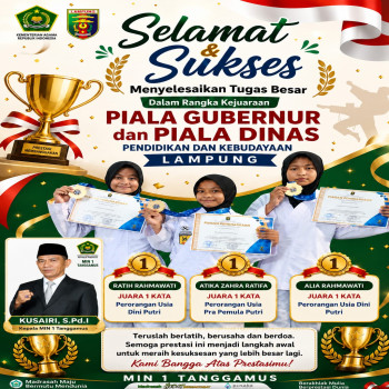 Tiga Siswi MIN 1 Tanggamus Raih Juara 1 pada Kejuaraan Piala Gubernur dan Piala Dinas Pendidikan dan Kebudayaan Provinsi Lampung