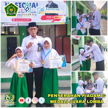 Penyerahan Piagam Penghargaan dan Medali Juara Lomba Warnai Upacara di MIN 1 Tanggamus